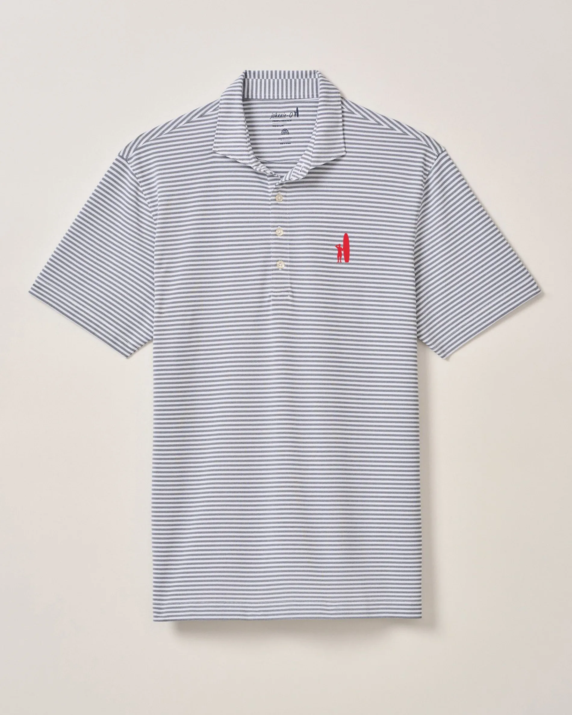 Custom Surfer Logo Performance Mesh Polo - Stetson Stripe