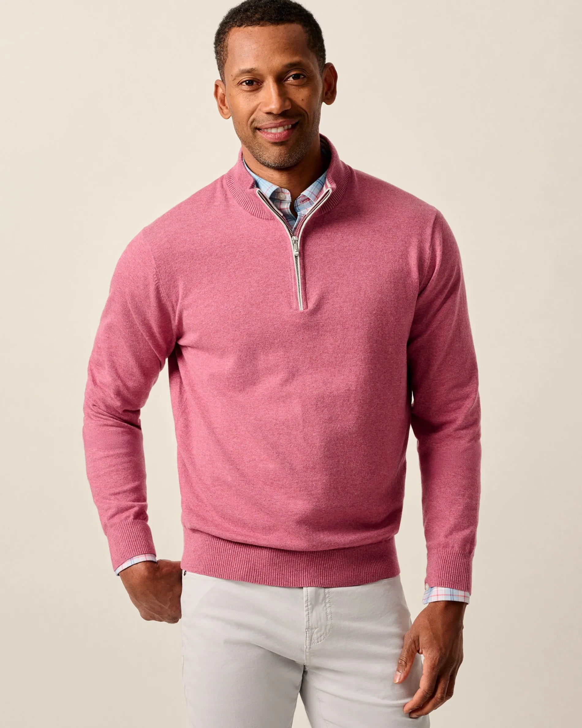 Desmond Plaited Cotton Blend 1/4 Zip Sweater