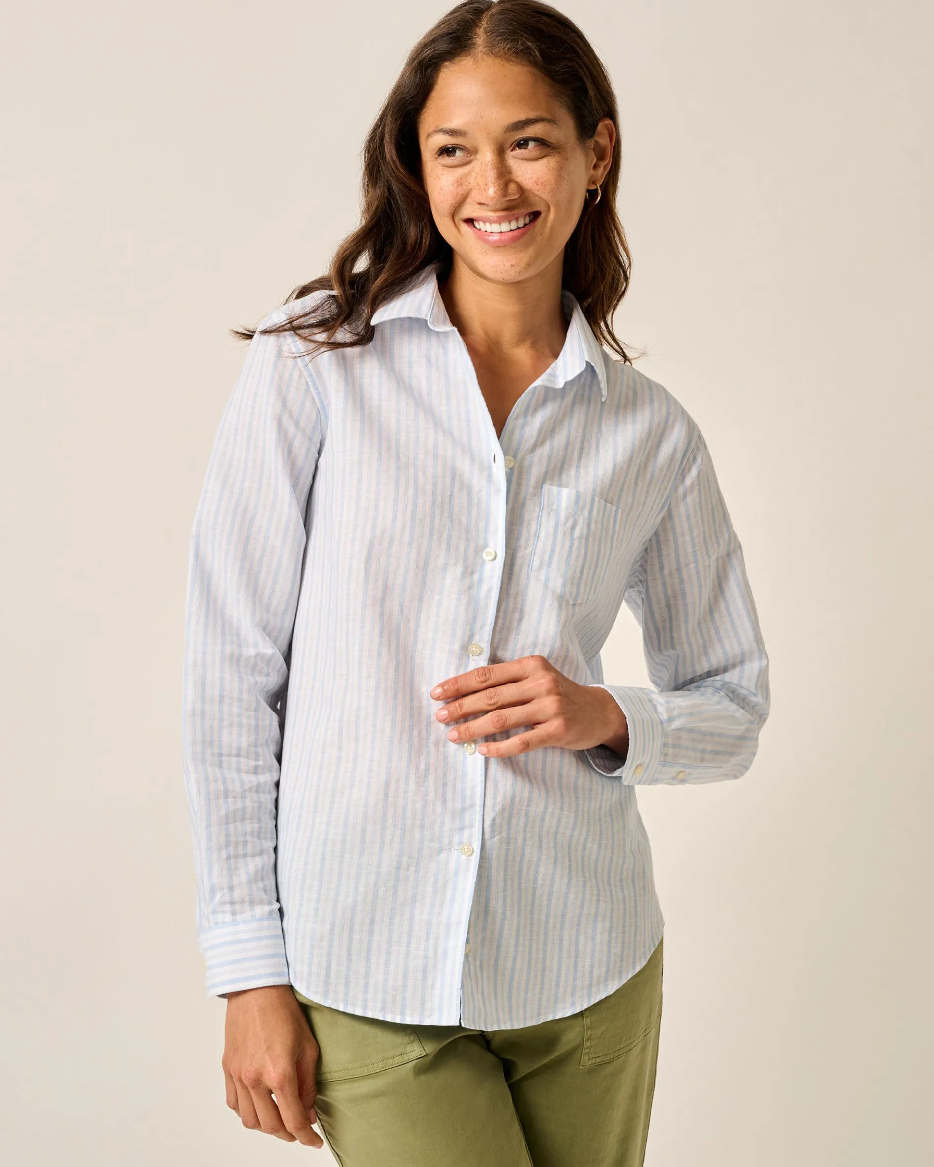 Frieda Cotton Linen Button Down Shirt