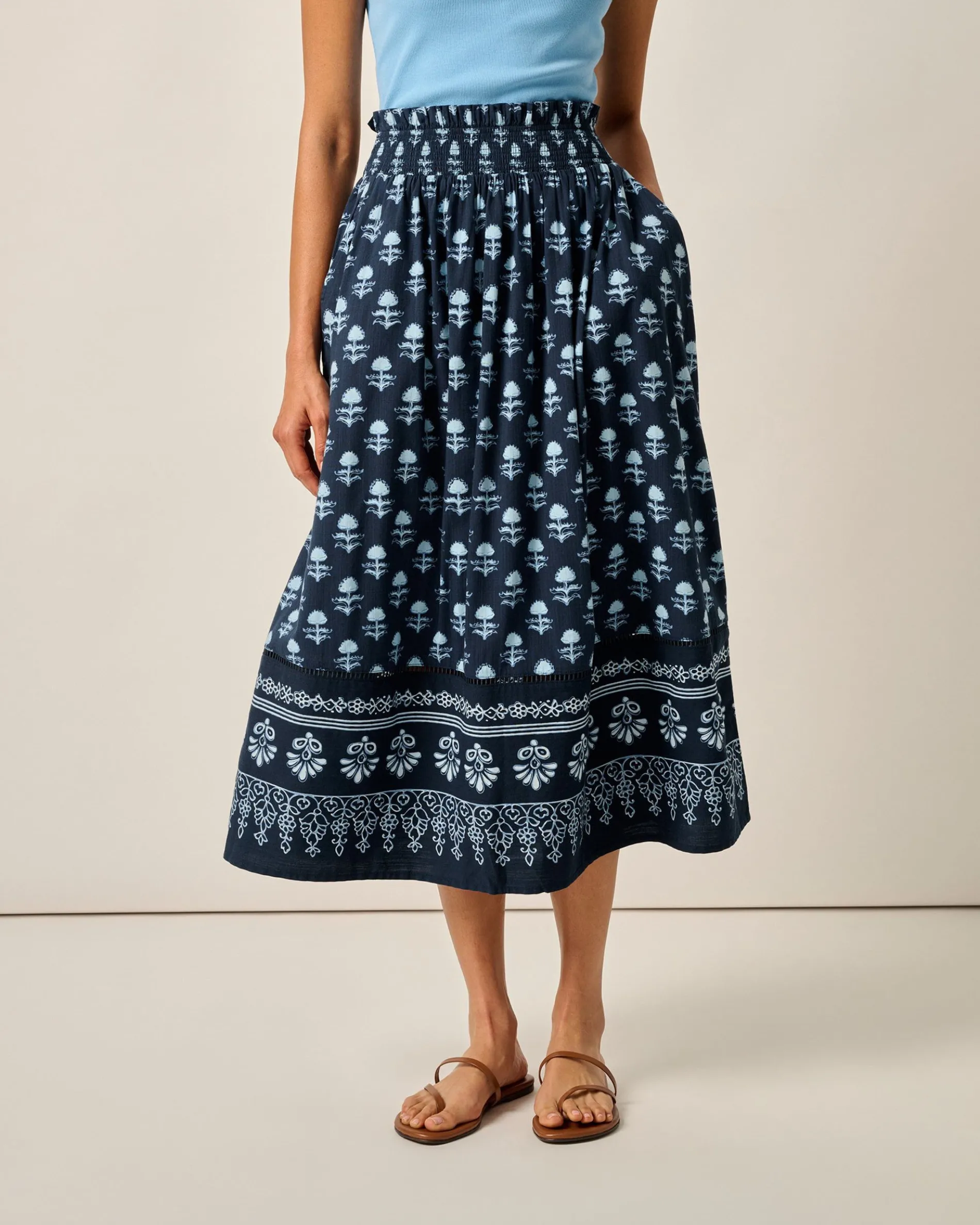 Kinsley Block Print Midi Skirt