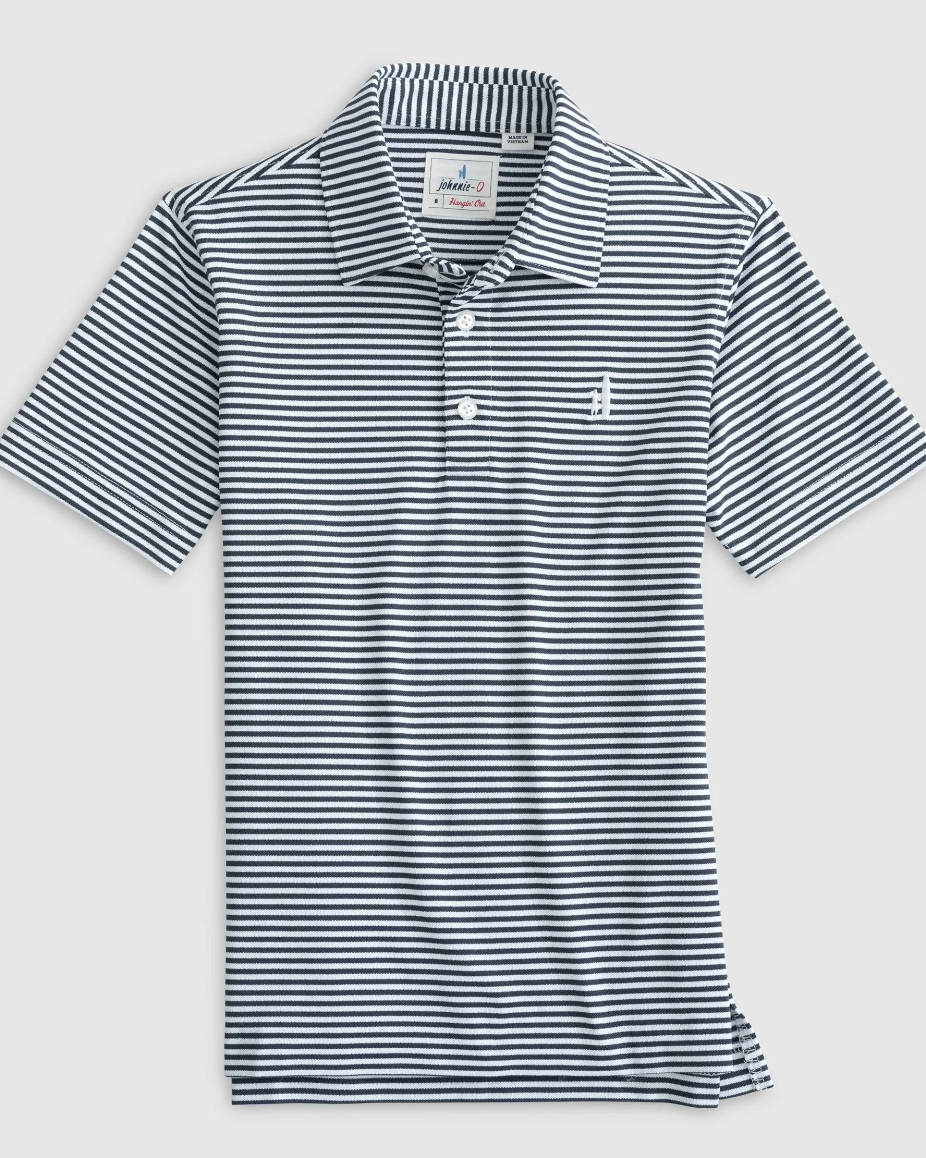 Performance Mesh Jr. Polo - Hunter Stripe