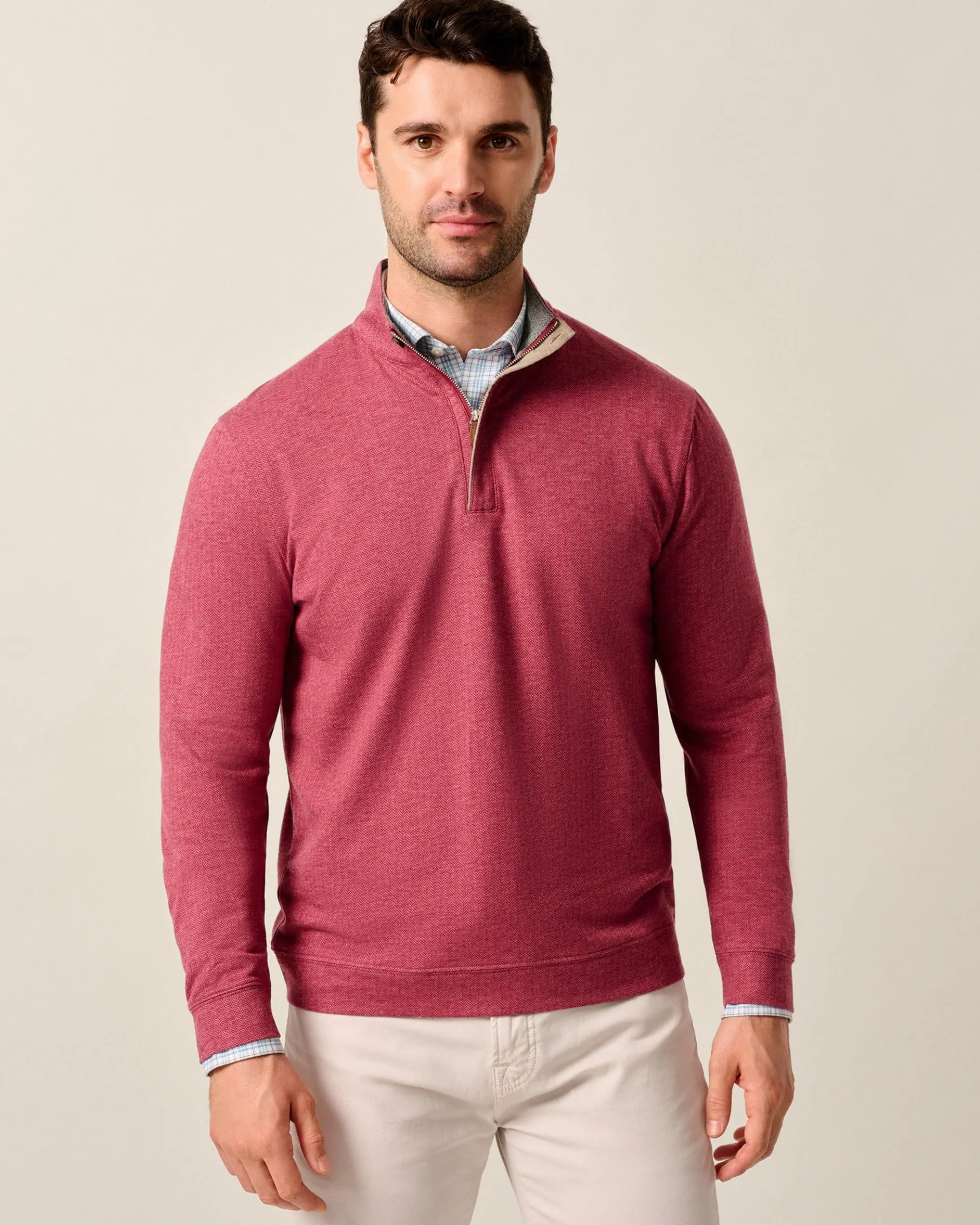 Rubin Herringbone Cashmere Blend 1/4 Zip Pullover