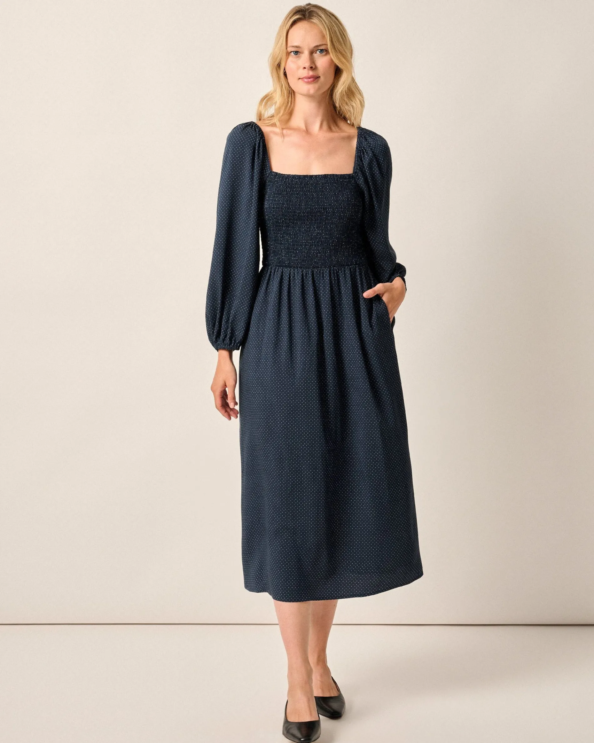 Selena Mini-Dot Maxi Dress
